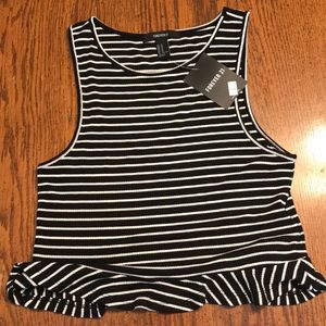 Forever 21 knit top/crop/sl black/white